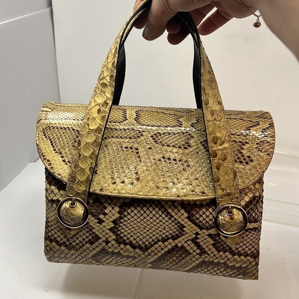 Vintage Bellestone Python Snakeskin Double Handle… - image 2